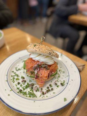 Salmon lox bagel