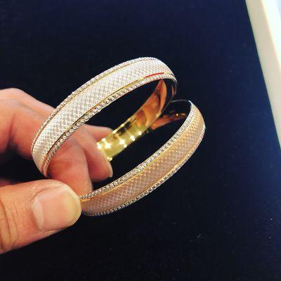 21k Gold bangles with rose Gold and rhodium polishing