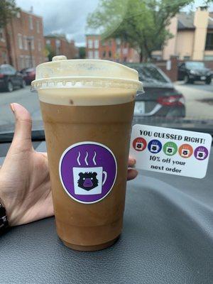 Toffee-flavored nitro cold brew (with my 10% coupon that I won)