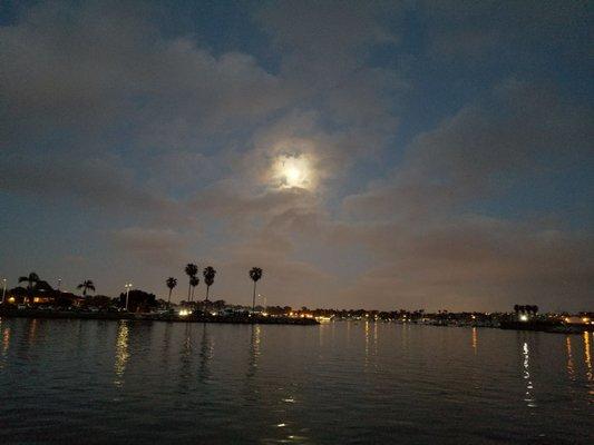 The lights on the bay at night are beautiful