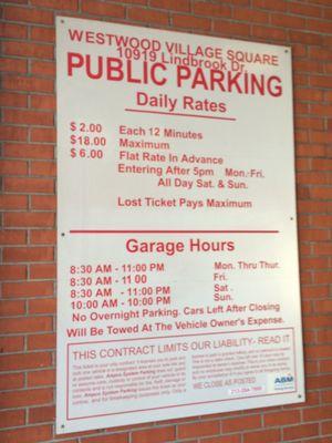 Parking rates July 2017