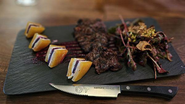 Gold and Red Beets with steak