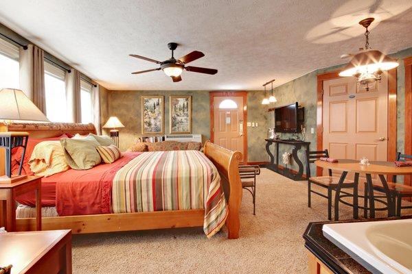 The Cottage with King bed,  whirlpool tub, fireplace, private bathroom with shower