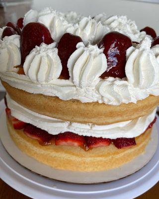 Strawberry whipped cream cake! This cake is only available during strawberry season.