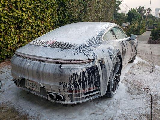 2020 Porsche 911 Carrera S getting a wash.