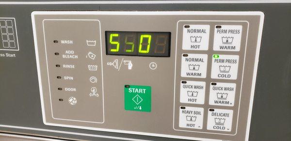 Washer controls and settings.