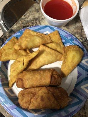 Crab Rangoon and Egg Rolls (egg rolls came in the combo meal)