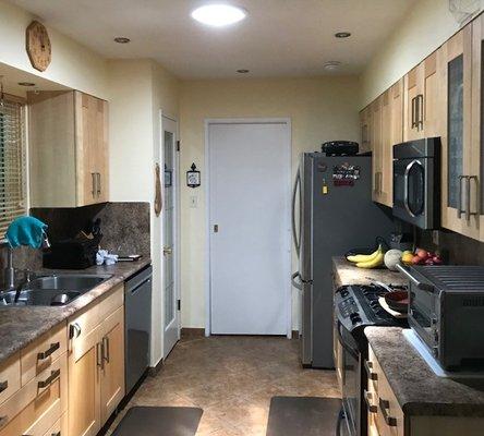 What used to be a dark kitchen is now lit up with natural daylight using our Solatube Tubular Skylights! Thank You Sharon G.!