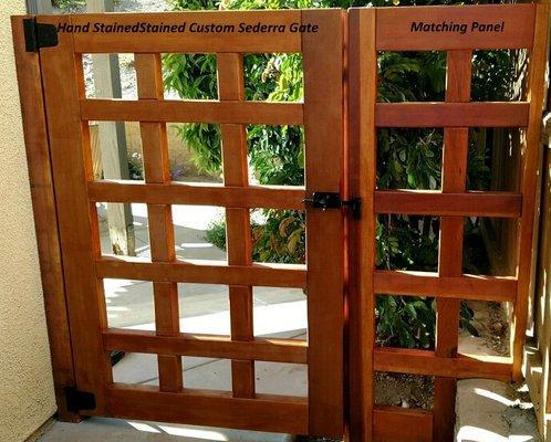 Hand Stained Sederra Gate with matching Fence Panel