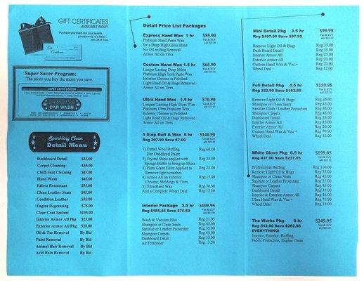 Detail Packages. Prices valid as of August 2018. Prices subject to change.