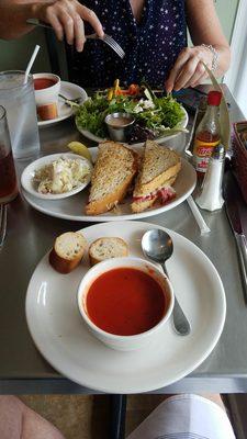 Excellent tomato soup and Reuben.