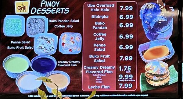 menu: pinoy desserts