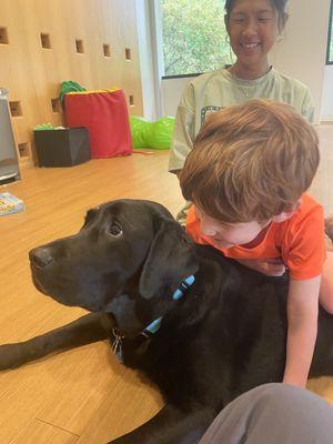 The connection between this child and his furry friend speaks volumes about therapy animals. ‍