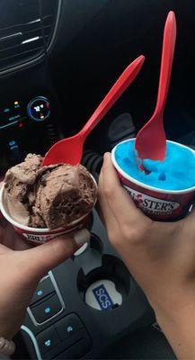 Double fudge brownie & Blue pop sorbet