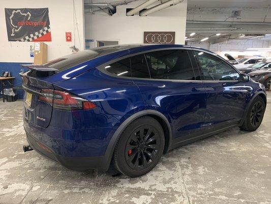 Tesla model X. We are one of New York's exclusive Tesla certified body shops.