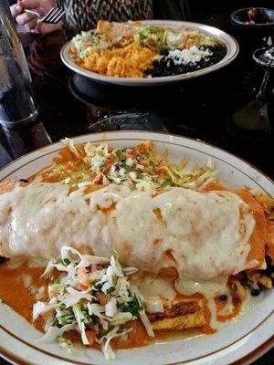 Chipotle chicken burrito and Seafood burrito