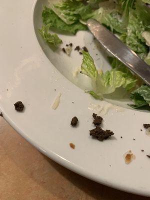 Chunks of mud, that were mixed in with the salad