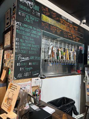 Beer on tap selection.