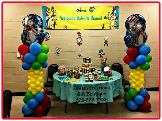 The Cat in The Hat Balloon Decor  Dream Creations Gift Boutique  #WeDeliverWeSetupWeDoBalloons #BookTheBalloonQueen 773-72-DREAM