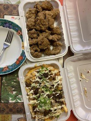 Top: Salt & Pepper Popcorn Chicken Bottom: Bulgogi Cheese Fries