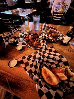 5 Spiced Jumbo Fried Wings Curly Fries Double Smash Butter Cheese Burger