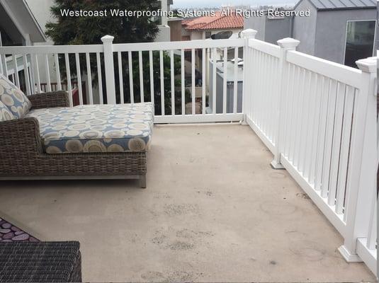 DECK COATING: Balcony Repair &  Decorative Overlay BEFORE Bayview Dr. Hermosa Beach