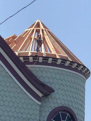 Restoration of a historic house's roof, combined with the addition of solar panels by Alpha One Construction in Los Angeles, CA