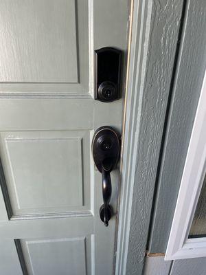 This was replacing the old Entryset with a new Weslock Entryset and adding a new electronic deadbolt.