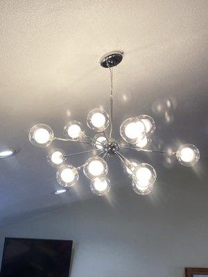 Installed ceiling fixture