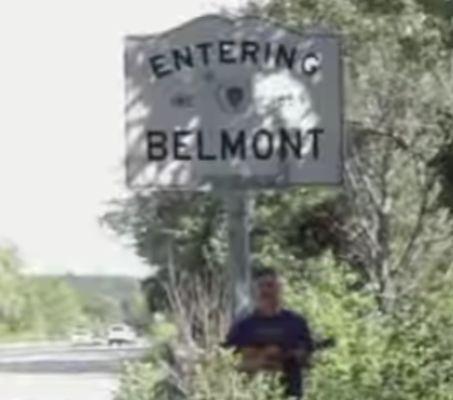 Entering Belmont sign.