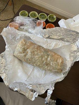 Carne Asada burrito (meat+cheese only)