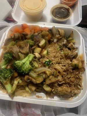 Vegetable hibachi plate with fried rice