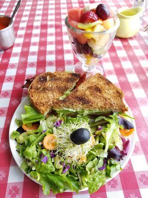 Fresh Salads! Beautiful Fruit Cups! And the BLT was supee good, thick cut bacon on homemade wheat bread!