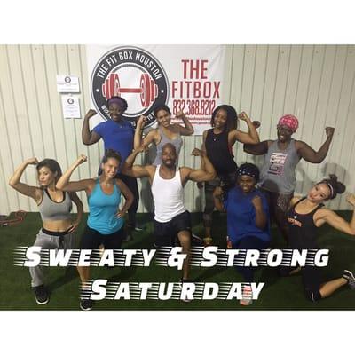 9am Saturday crew getting sweaty & stronger!! Fun class today - circuits, TRX, sled work.