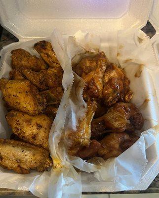 Lemon pepper (left), teriyaki (right)