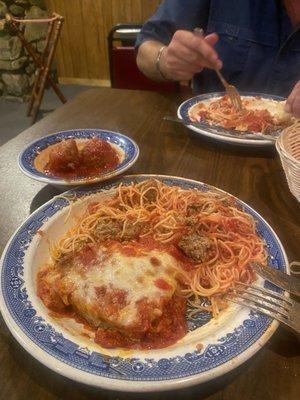 Veal Parmigiana, Side of Homemade Meatballs