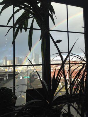 View from the SODO Studio with rainbow.