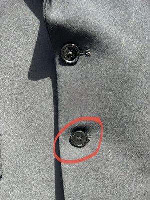 Bottom button was coming undone, they stitched it up asap, free of charge thank you!