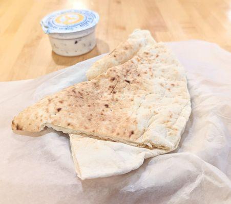 Homemade pita + yogurt sauce