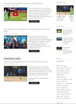 Check out our blog on our website for all soccer related activities.