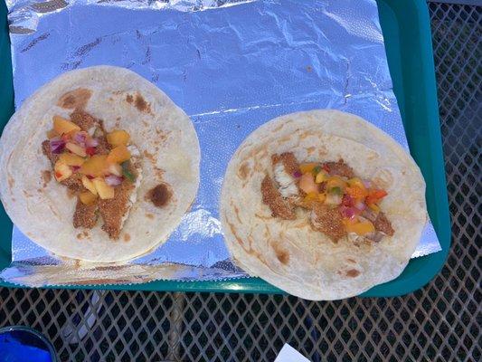 Fish tacos with mango pineapple salsa