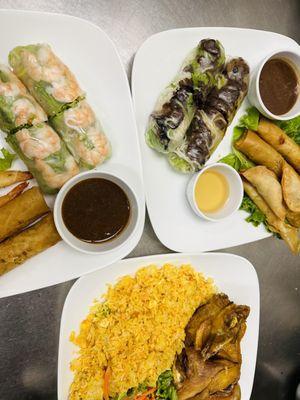 BQQ Teriyaki Beef Rolls  Shrimp Spring Roll Half Roasted Chicken Egg Fried Rice  #BestSellers