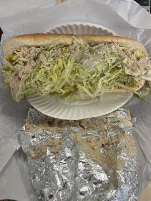 Hot mess of a Tuna Sub.  All the tuna was stuck to the damn tin foil.  I didn't even eat it.