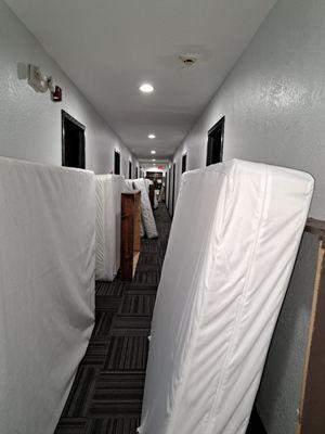 Mattresses in the hall where my room was. FIRE TRAP!