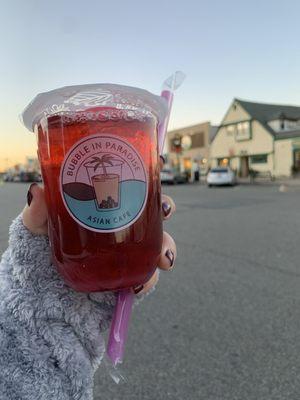 Dragonfruit Tea with Dragonfruit boba