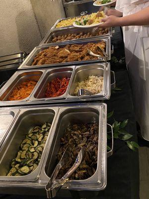 Pasta Bar - your choice of protein (parm chicken and meatballs) assorted veggies, Marinara, pesto or Alfredo sauce