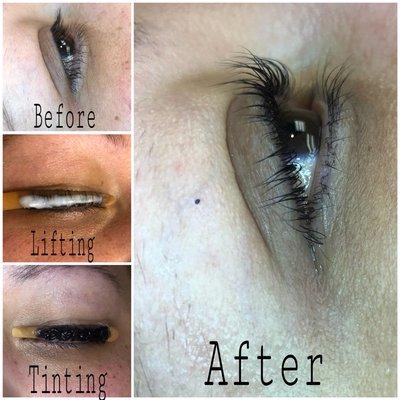 Process of a lash lift & tint *Service performed in Texas*