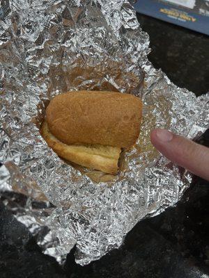 Tiniest piece of garlic bread.