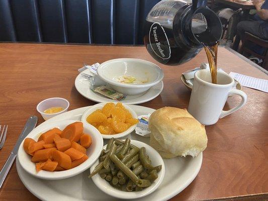 Veggie plate and the server saw my cup was low.