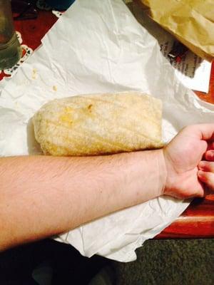 M T & H Burrito (Carnitas) [Forearm for scale]